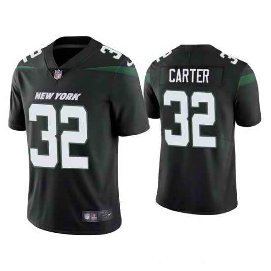 Men New York Jets #32 Michael Carter 2021 Black Vapor Untouchable Limited Stitched Jersey