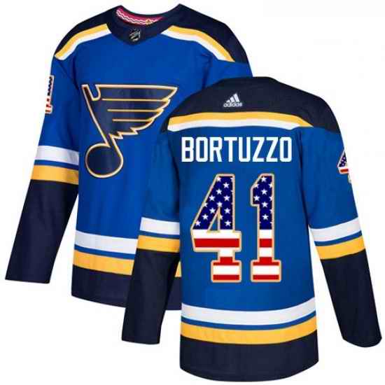 Youth Adidas St Louis Blues #41 Robert Bortuzzo Authentic Blue USA Flag Fashion NHL Jersey