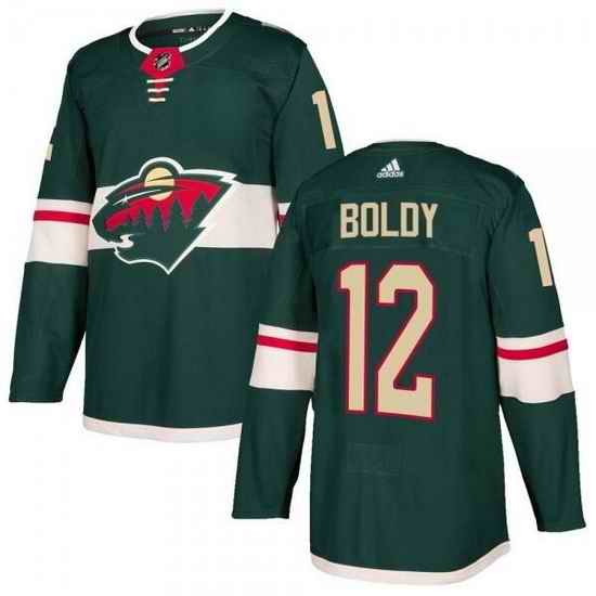 Men Minnesota Wild #12 Matt Boldy Green Stitched Jerse