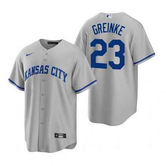 Men Kansas City Royals #23 Zack Greinke Grey Cool Base Stitched jersey