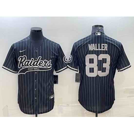 Men Las Vegas Raiders #83 Darren Waller Black With Patch Cool Base Stitched Baseball Jersey