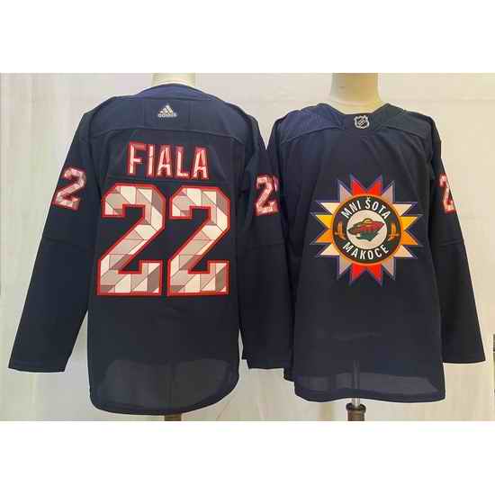 Men Minnesota Wild #22 Kevin Fiala Navy 2022 Adidas jersey