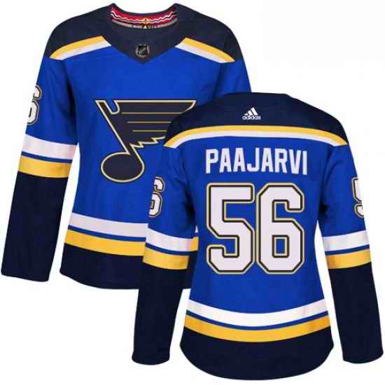 Womens Adidas St Louis Blues #56 Magnus Paajarvi Authentic Royal Blue Home NHL Jersey