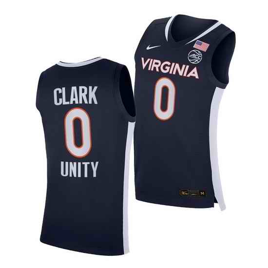 Virginia Cavaliers Kihei Clark Virginia Cavaliers Navy Unity 2021 Road Secondary Logo Jersey