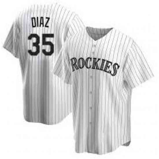 Men Nike Colorado Rockies #35 Elias Diaz White Cool Base MLB Jersey