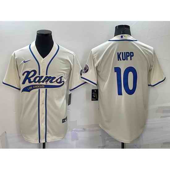 Men Los Angeles Rams #10 Cooper Kupp Bone Cool Base Stitched Baseball Jersey