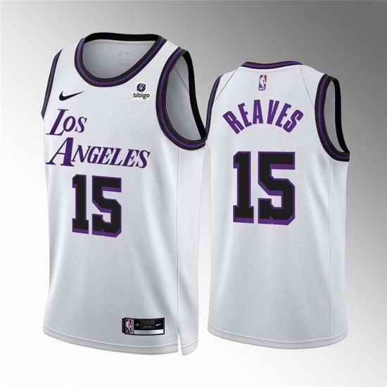 Men Los Angeles Lakers #15 Austin Reaves White City Edition Stitched Basketball Jersey