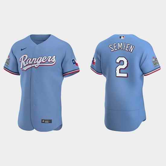 Men Texas Rangers #2 Marcus Semien Light Blue Flex Base Stitched jersey