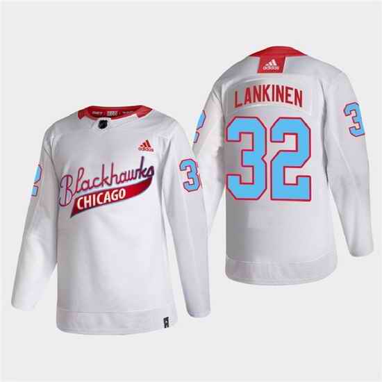 Men Chicago Blackhawks #32 Kevin Lankinen 2022 Community Night White Stitched jersey