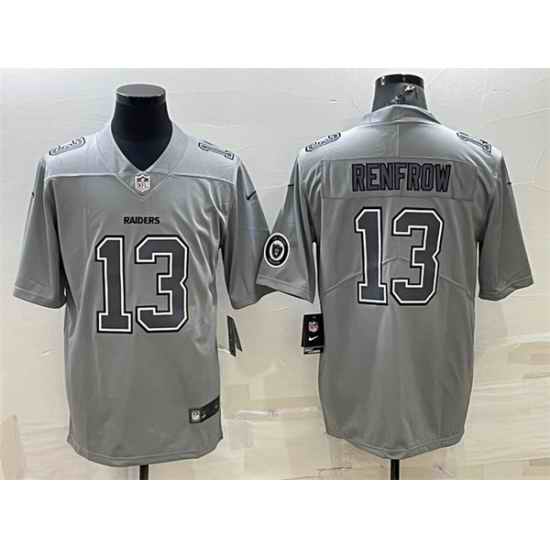 Men Las Vegas Raiders #13 Hunter Renfrow Grey Atmosphere Fashion With Patch Stitched Jersey