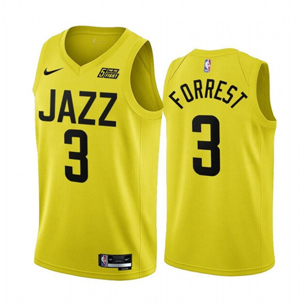 Men's Utah Jazz #3 Trent Forrest Yellow 2022/23 Association Edition Stitched Basketball Jersey->utah jazz jerseys->NBA Jersey