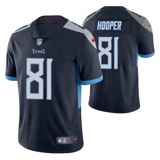 Men Tennessee Titans #81 Austin Hooper Navy Vapor Untouchable Stitched Jersey