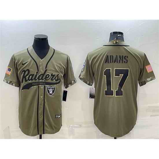 Men Las Vegas Raiders #17 Davante Adams 2022 Olive Salute To Service Cool Base Stitched Baseball Jersey