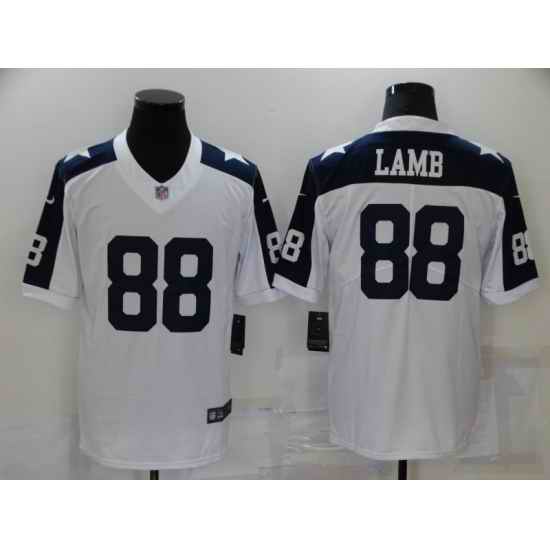 Men Dallas Cowboys eeDee Lamb #88 White Thanksgiving Throwback Limited Jersey