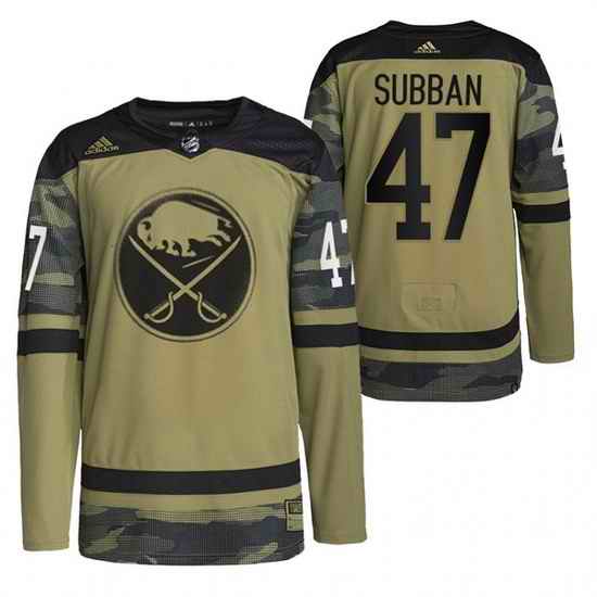 Men Buffalo Sabres #47 Malcolm Subban 2022 Camo Military Appreciation Night Stitched jersey