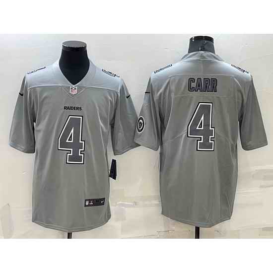 Men Las Vegas Raiders #4 Derek Carr Grey Atmosphere Fashion Stitched Jersey