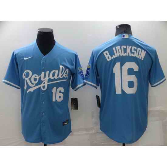 Men Kansas City Royals #16 Bo Jackson Light Blue Cool Base Stitched jersey