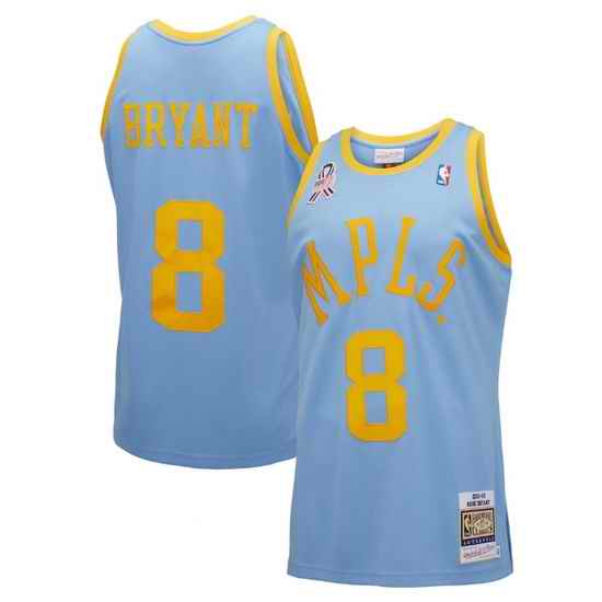 Men Los Angeles Lakers #8 Kobe Bryant Light Blue Hardwood Classics 2001 02 Stitched Basketball Jersey