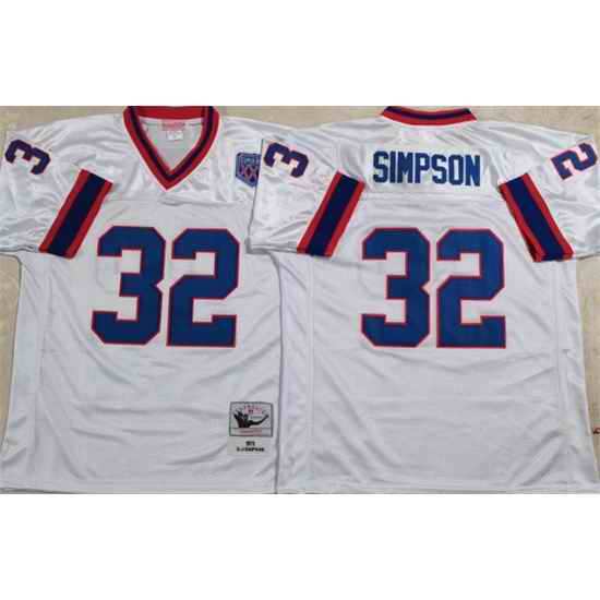 Men Buffalo Bills #32 SIMPSON White Stitched jersey