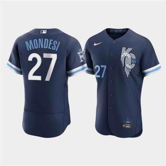 Men Kansas City Royals #27 Adalberto Mondesi 2022 Navy City Connect Flex Base Stitched MLB jersey