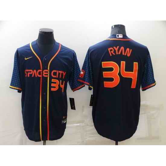 Men Houston Astros #34 Nolan Ryan 2022 Navy City Connect Cool Base Stitched Jerse