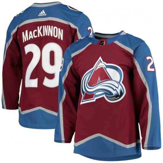 Men Adidas Colorado Avalanche #29 Nathan MacKinnon Authentic Burgundy Red Home NHL Jersey