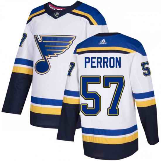 Youth Adidas St Louis Blues #57 David Perron Authentic White Away NHL Jersey