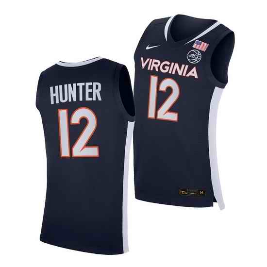 Virginia Cavaliers De'Andre Hunter Virginia Cavaliers Navy Road Secondary Logo Jersey