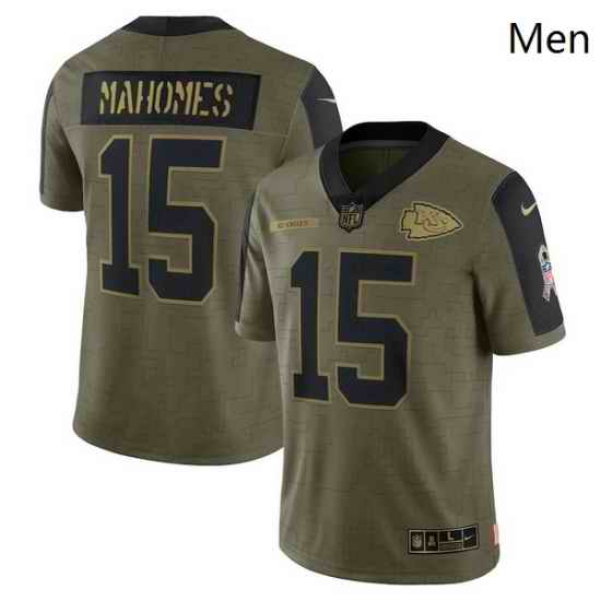Men's Kansas City Chiefs Patrick Mahomes Nike Olive 2021 Salute To Service Limited Player Jersey