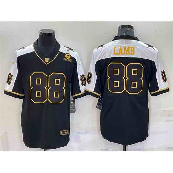 Men Dallas Cowboys #88 CeeDee Lamb Black Gold Thanksgiving With Patch Stitched Jersey