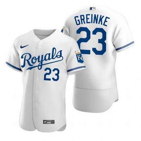 Men Kansas City Royals #23 Zack Greinke White Flex Base Stitched jersey