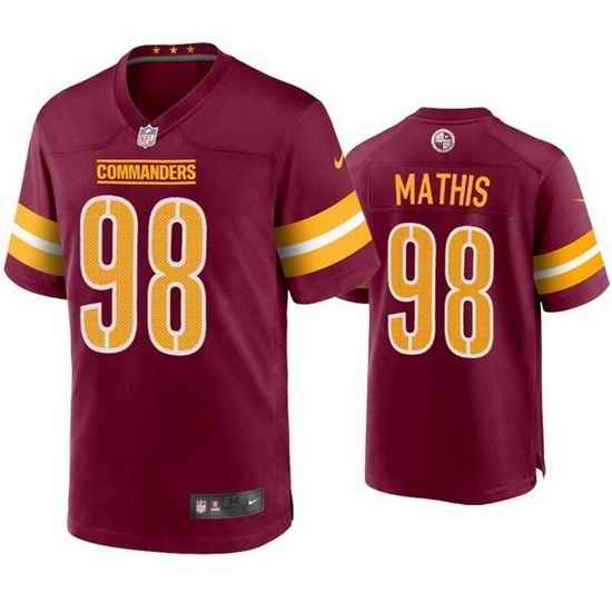 Men Washington Commanders #98 Phidarian Mathis 2022 Burgundy Game Stitched Football Jersey