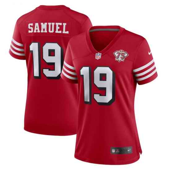 Women Nike San Francisco 49ers #19 Deebo Samuel Red Rush 75th Anniversary Stitched NFL Vapor Untouchable Limited Jersey