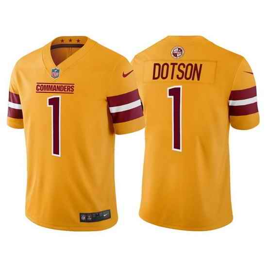 Men Washington Commanders #1 Jahan Dotson Gold Vapor Untouchable Stitched Football Jersey