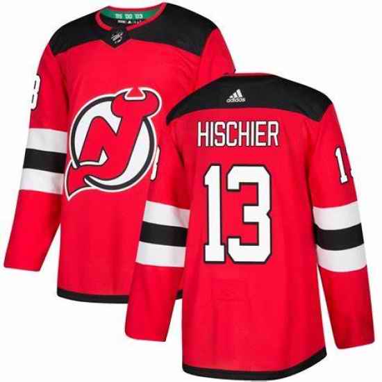 Men Adidas New Jersey Devils #13 Nico Hischier Red NHL Jersey