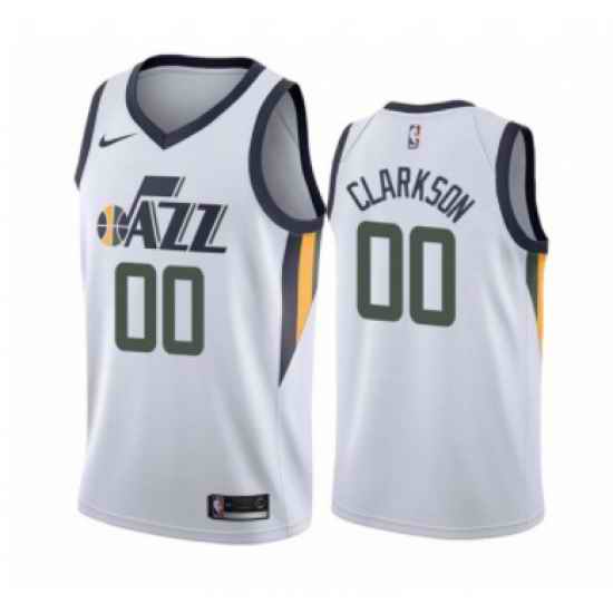 Men Utah Jazz #00 Jordan Clarkson White Association Edition Swingman Stitched Jersey