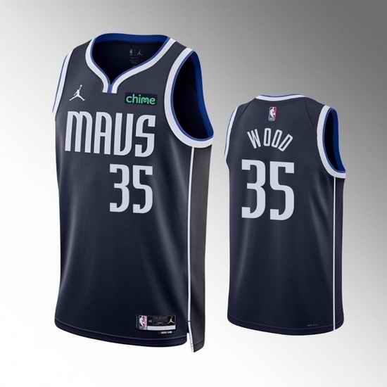 Men Dallas Mavericks #35 Christian Wood Navy Statement Edition Stitched Basketball Jersey