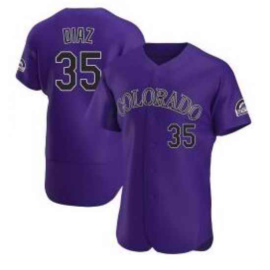 Youth Nike Colorado Rockies #35 Elias Diaz Purple Flex Base MLB Jersey