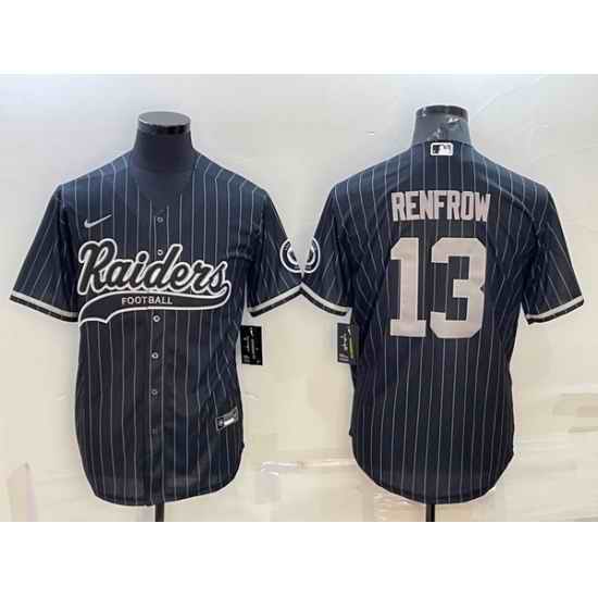 Men Las Vegas Raiders #13 Hunter Renfrow Black With Patch Cool Base Stitched Baseball Jersey