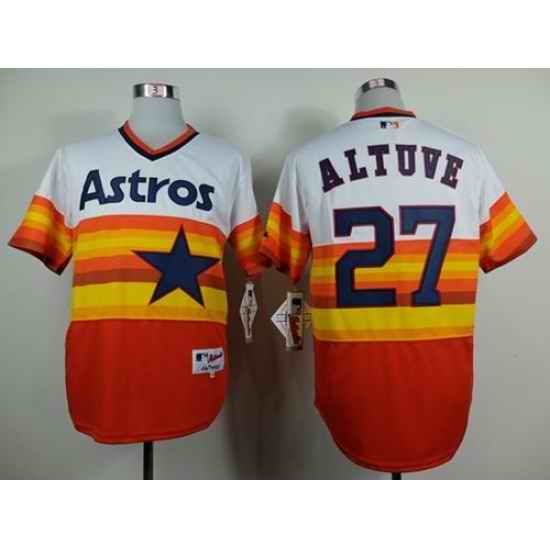 Houston Astros #27 Jose Altuve White Orange 1980 Turn Back The Clock Stitched MLB Jersey