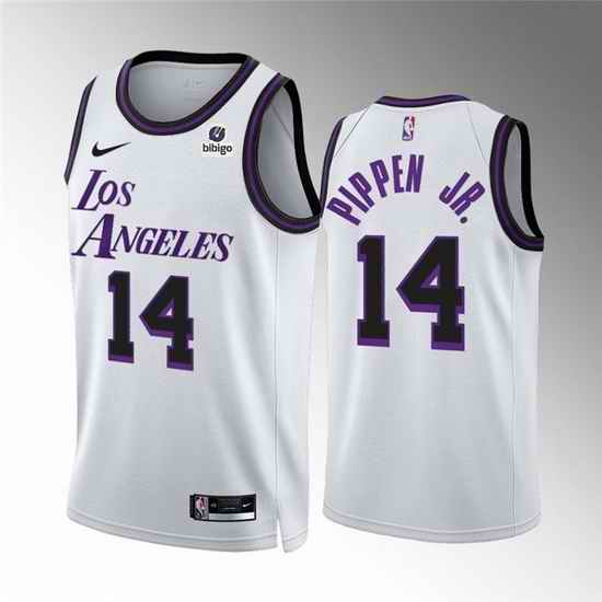 Men Los Angeles Lakers #14 Scottie Pippen Jr  White City Edition Stitched Basketball Jersey