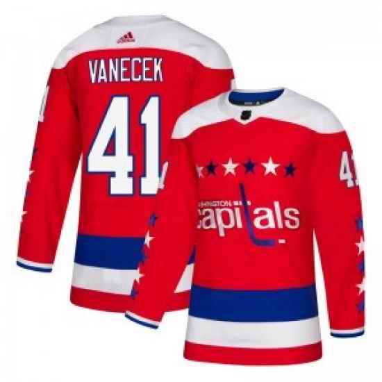 Men Washington Capitals #41 Vitek Vanecek Adidas Authentic Alternate Jersey   Red