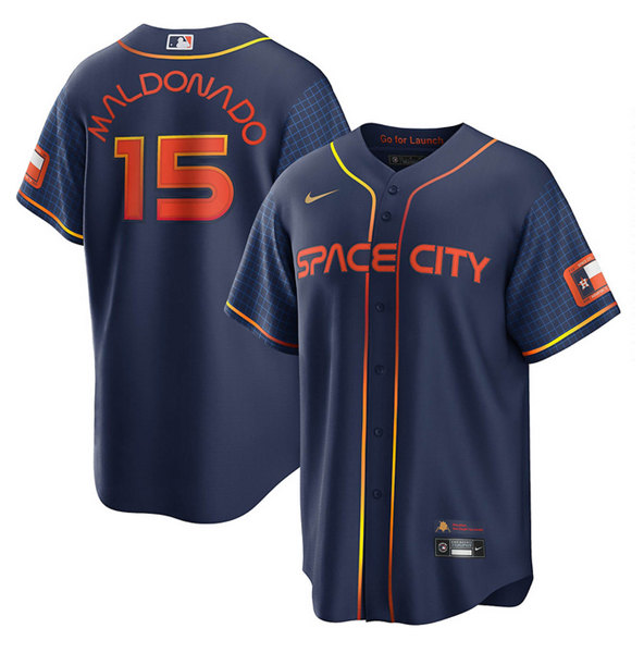 Men's Houston Astros #15 Martin Maldonado 2022 Navy City Connect Cool Base Stitched Jersey