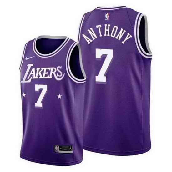 Men's Los Angeles Lakers #7 Carmelo Anthony 2021 #22 City Edition Purple Stitched Jersey