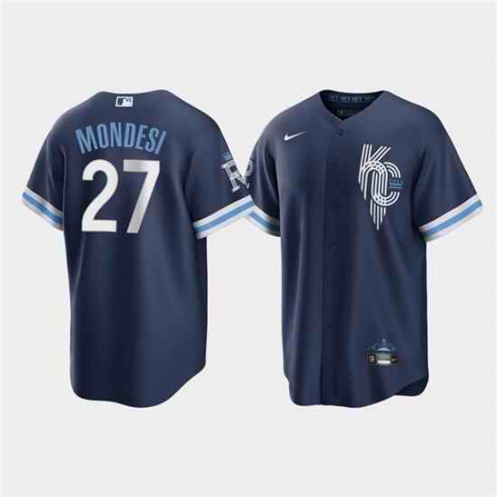 Men Kansas City Royals #27 Adalberto Mondesi 2022 Navy City Connect Cool Base Stitched jersey