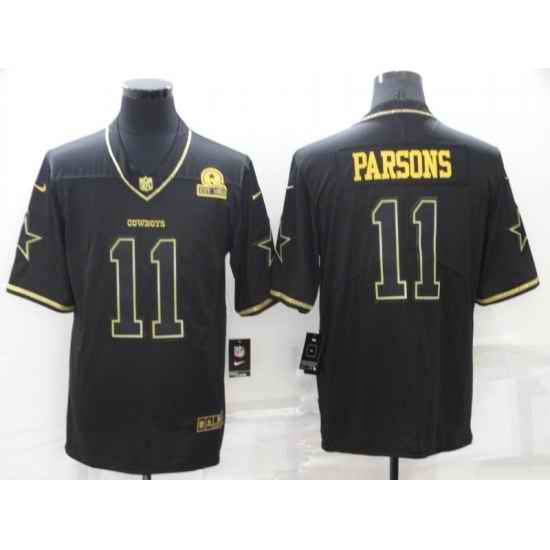 Men Dallas Cowboys #11 Micah Parsons Black Golden Edition Limited Stitched Jersey