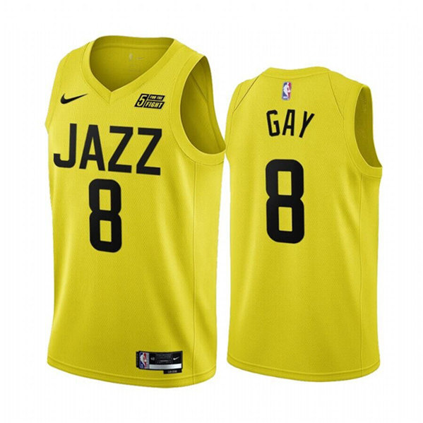 Men's Utah Jazz #8 Rudy Gay Yellow 2022/23 Association Edition Stitched Basketball Jersey->utah jazz jerseys->NBA Jersey