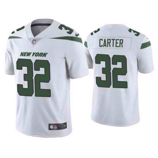 Men New York Jets #32 Michael Carter 2021 White Vapor Untouchable Limited Stitched Jersey