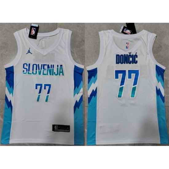 Men Dallas Mavericks #77 Luka Doncic White Stitched Jersey