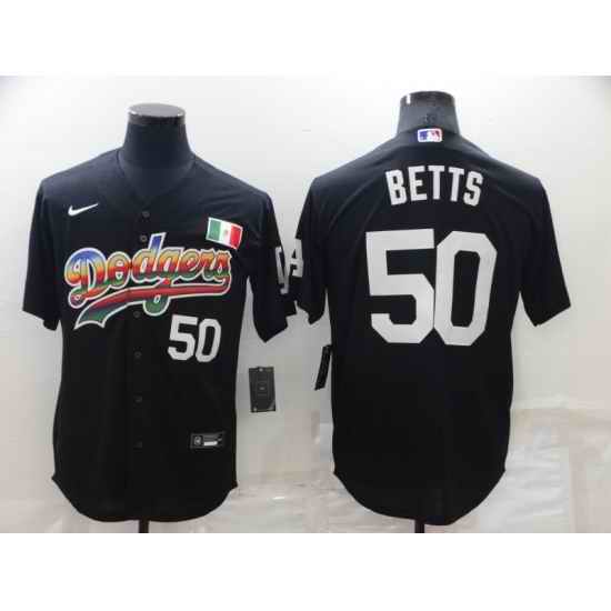 Men Los Angeles Dodgers #50 Mookie Betts Black Stitched Baseball Jerse